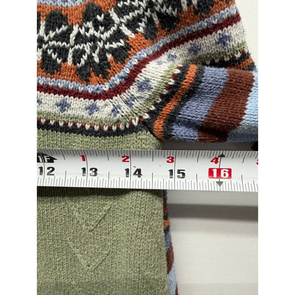 Hanna Andersson Kids Multi Color Fair Isle Patchwork Sweater Dress 140 Green Red